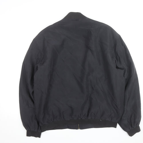 Catamaran Men's Black Silk Bomber Jacket L 42in Full Zip Casual