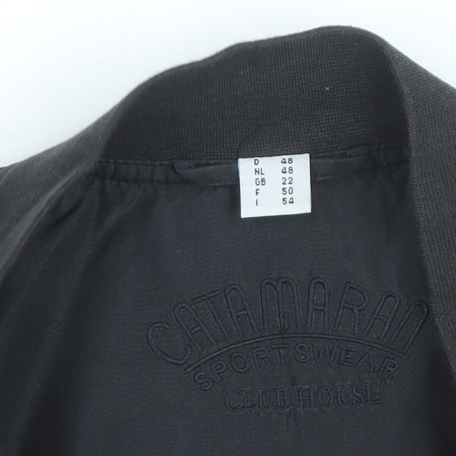 Catamaran Men's Black Silk Bomber Jacket L 42in Full Zip Casual