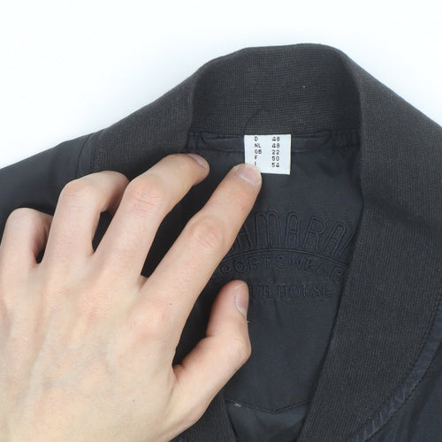 Catamaran Men's Black Silk Bomber Jacket L 42in Full Zip Casual