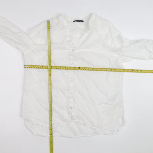 Dunnes Stores Women's White Linen Button-Up Shirt Size 16