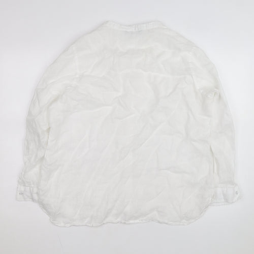 Dunnes Stores Women's White Linen Button-Up Shirt Size 16