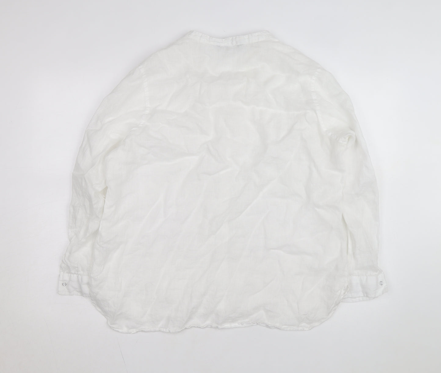 Dunnes Stores Women's White Linen Button-Up Shirt Size 16