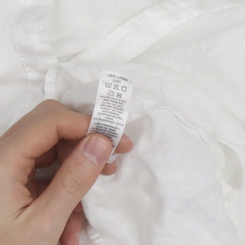 Dunnes Stores Women's White Linen Button-Up Shirt Size 16