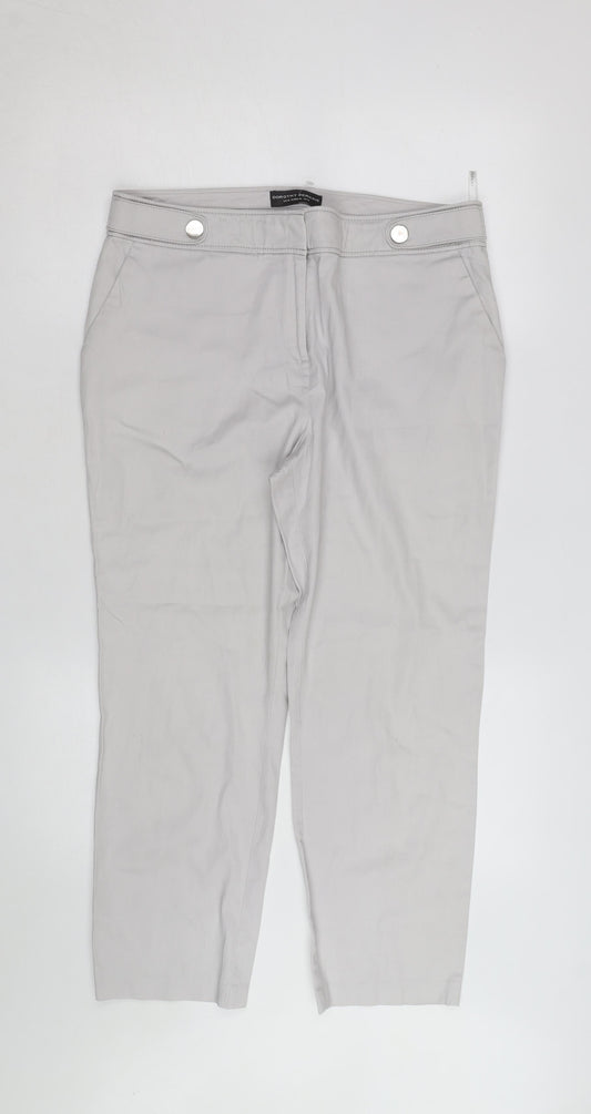 Dorothy Perkins Women Grey Chino Trousers Size 14 Regular Straight Leg