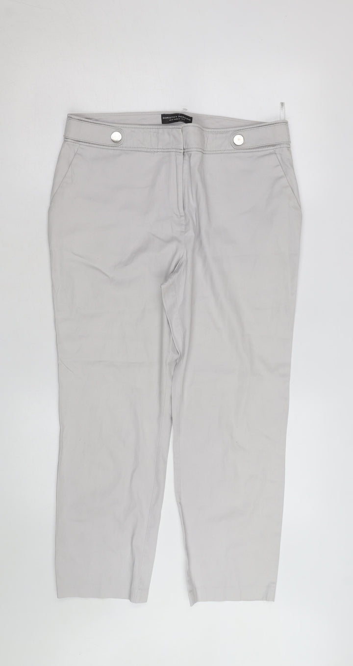 Dorothy Perkins Women Grey Chino Trousers Size 14 Regular Straight Leg