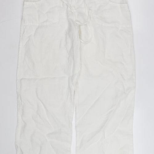 Atmosphere Women’s White Linen Cropped Trousers Size 14