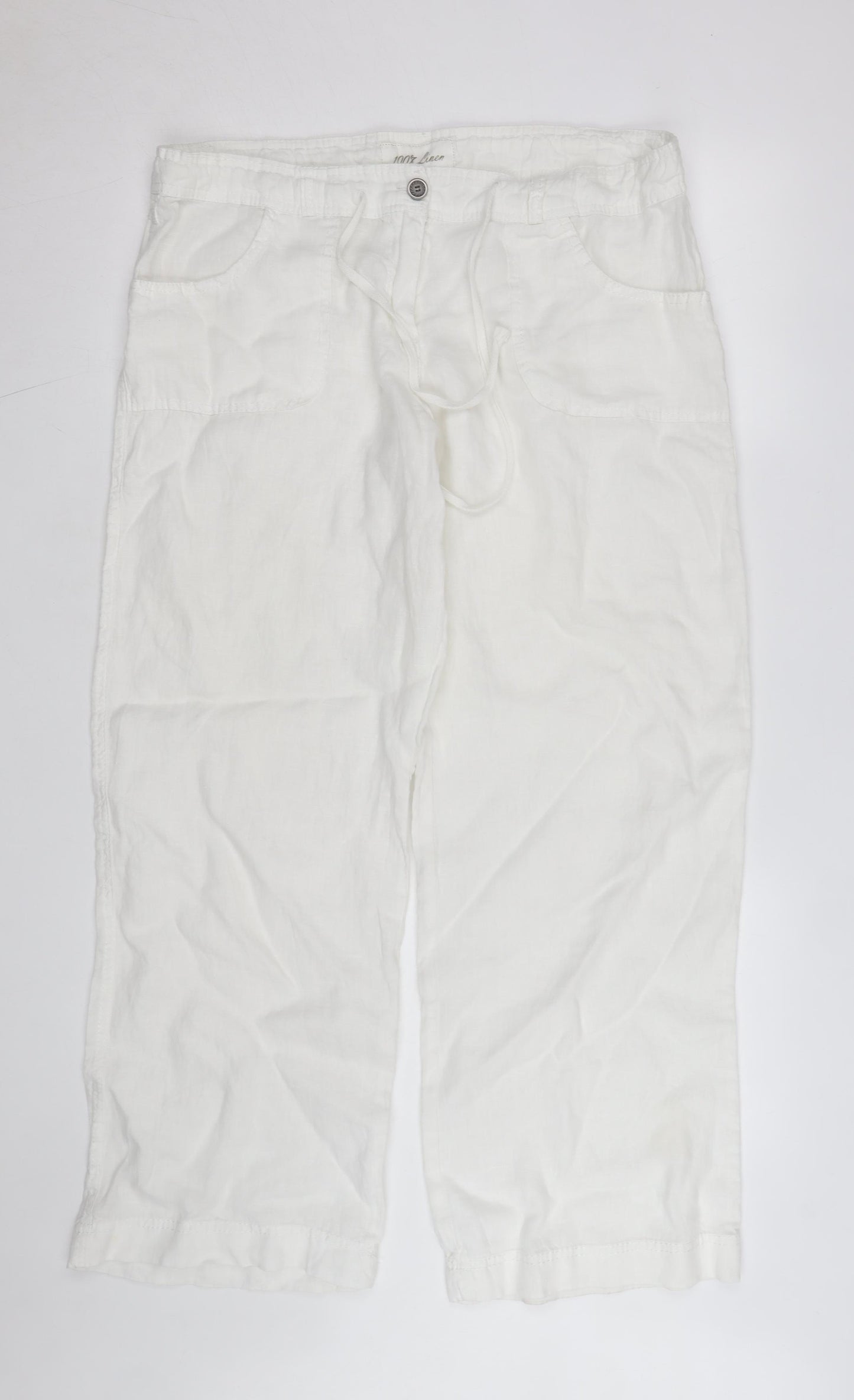 Atmosphere Women’s White Linen Cropped Trousers Size 14