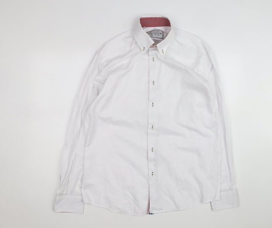 Yachting & Co Men's White Long Sleeve Button-Down Dress Shirt L