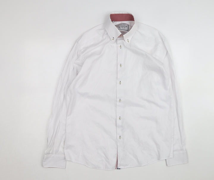 Yachting & Co Men's White Long Sleeve Button-Down Dress Shirt L
