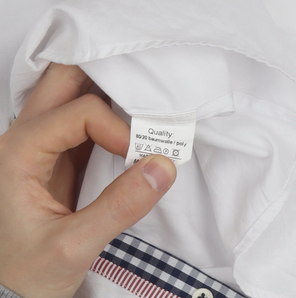 Yachting & Co Men's White Long Sleeve Button-Down Dress Shirt L