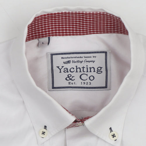 Yachting & Co Men's White Long Sleeve Button-Down Dress Shirt L
