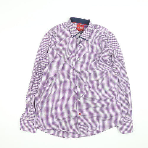 6th Sense Men's Purple Check Long Sleeve Button-Up Shirt Size L