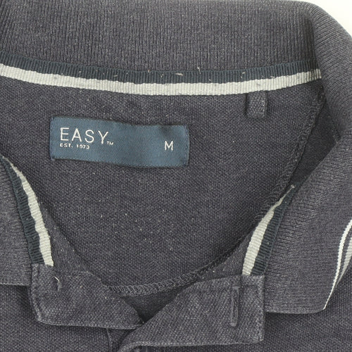 EASY Men’s Blue Polo Shirt Medium Cotton Blend Casual Top