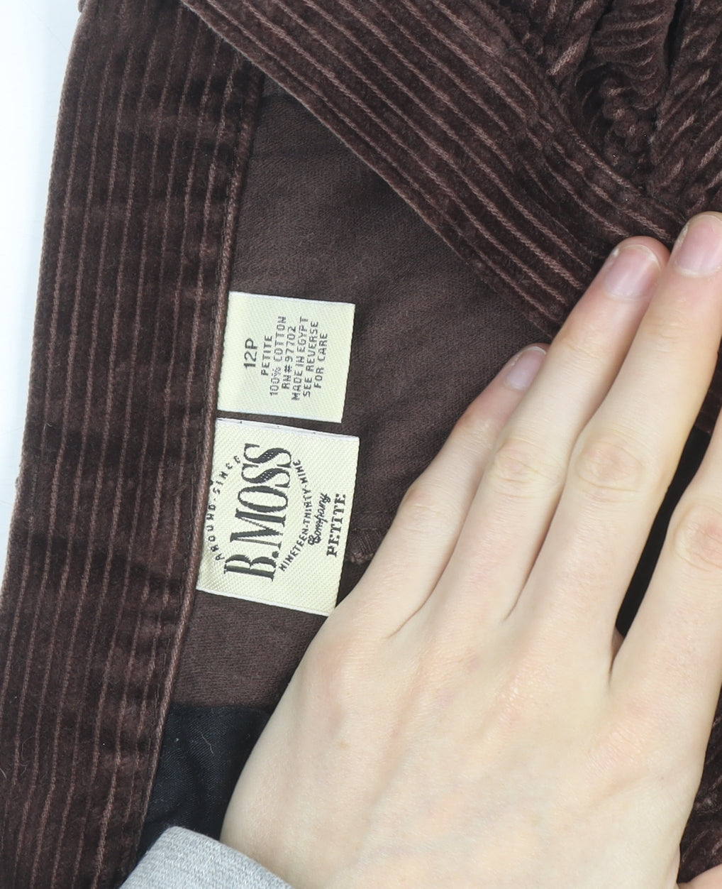 B. Moss Women's Brown Corduroy Petite Trousers Size 12P