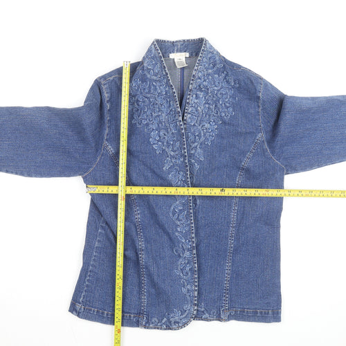 Weston Women's Blue Embroidered Denim Jacket Size M Regular Fit