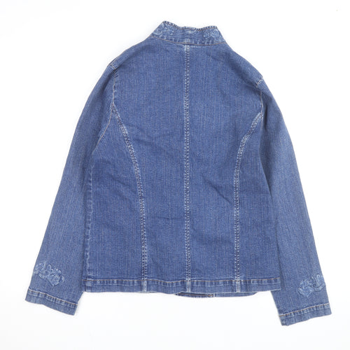 Weston Women's Blue Embroidered Denim Jacket Size M Regular Fit