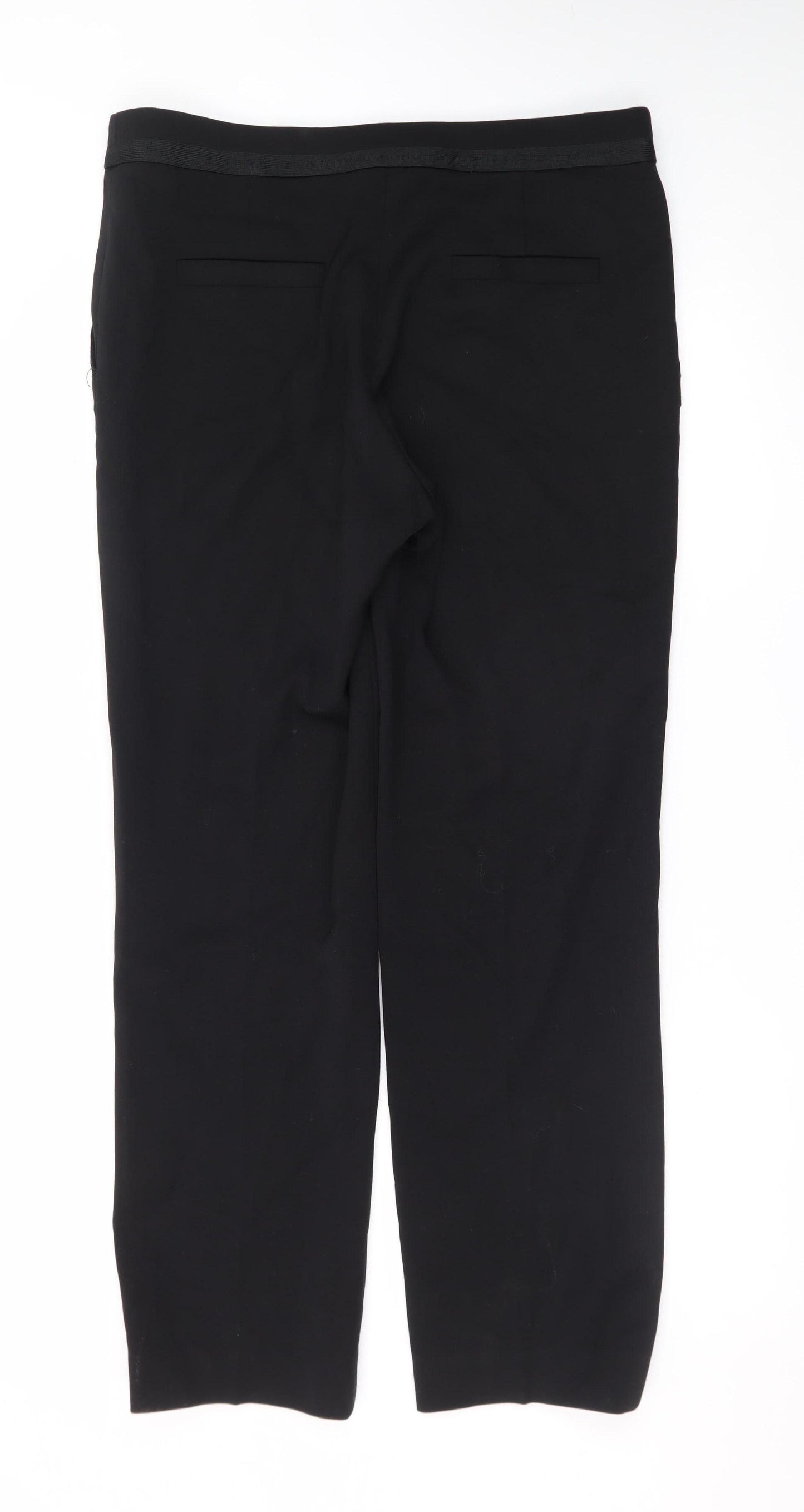 Jaeger Women Black UK 14 Wool Blend Straight Dress Pants