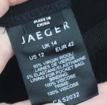 Jaeger Women Black UK 14 Wool Blend Straight Dress Pants