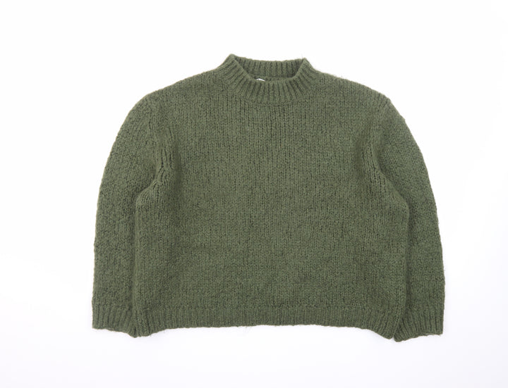 Zara Women Green Chunky-Knit Pullover Jumper Size 8