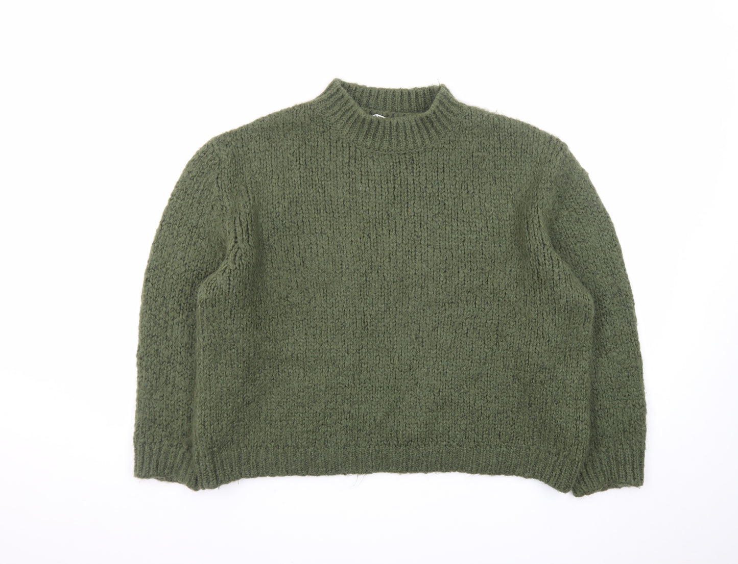 Zara Women Green Chunky-Knit Pullover Jumper Size 8