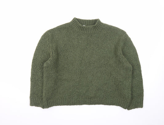 Zara Women Green Chunky-Knit Pullover Jumper Size 8