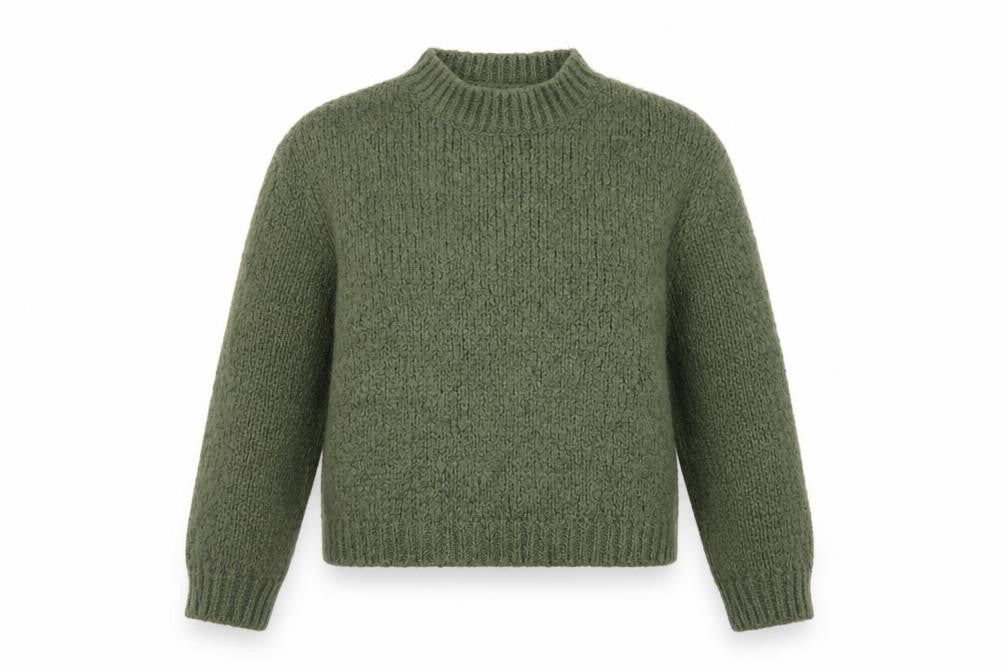 Front view of Zara Women Green Chunky-Knit jumper, size 8