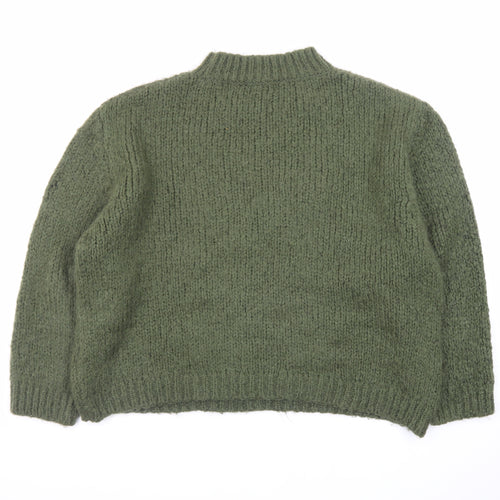 Zara Women Green Chunky-Knit Pullover Jumper Size 8