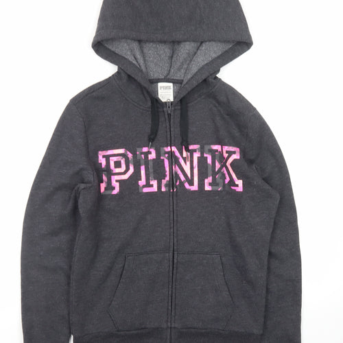 Victoria's Secret PINK Women's Black XS Full Zip Hoodie Sweatshirt