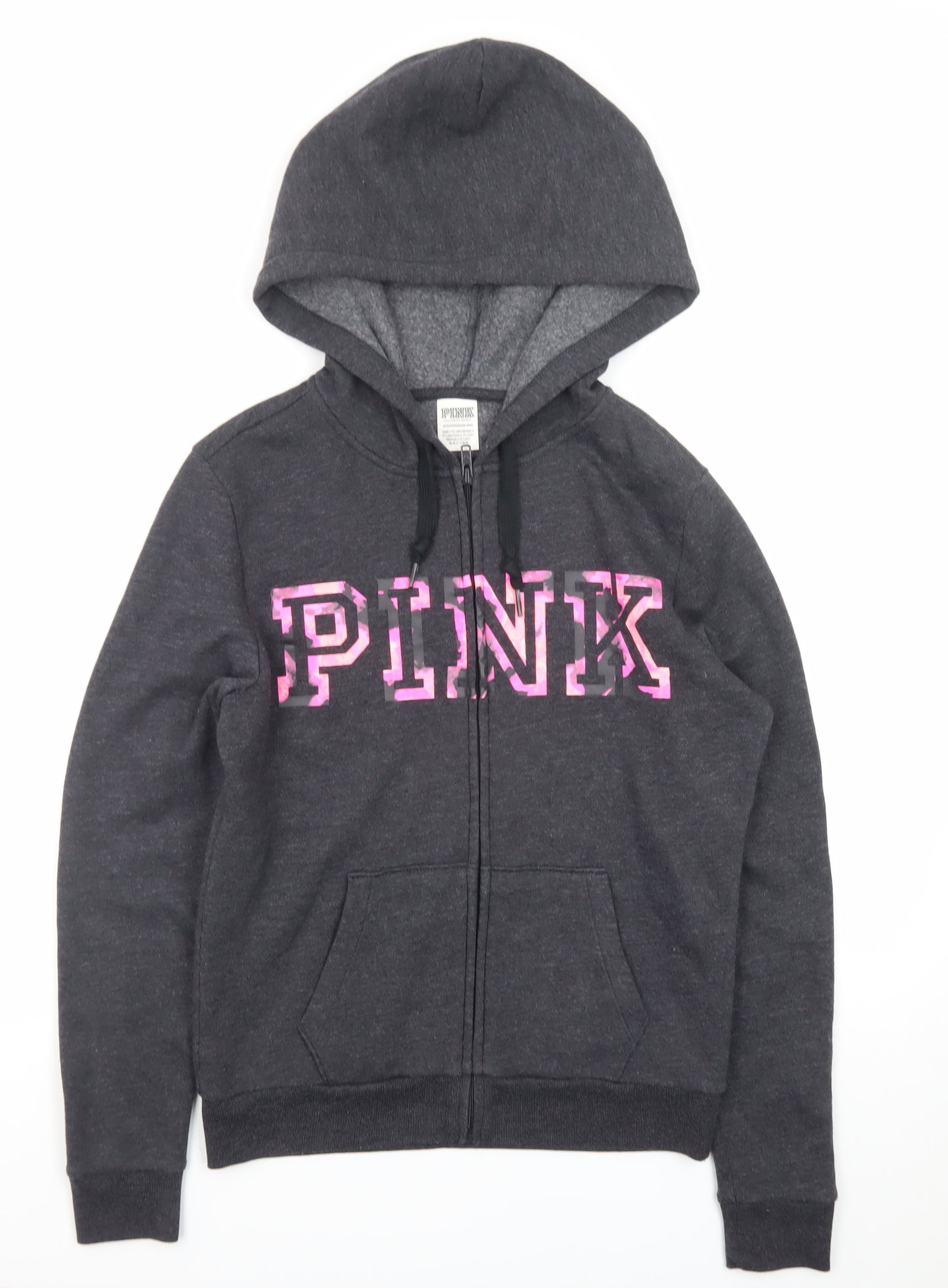 Victoria's Secret PINK Women's Black XS Full Zip Hoodie Sweatshirt