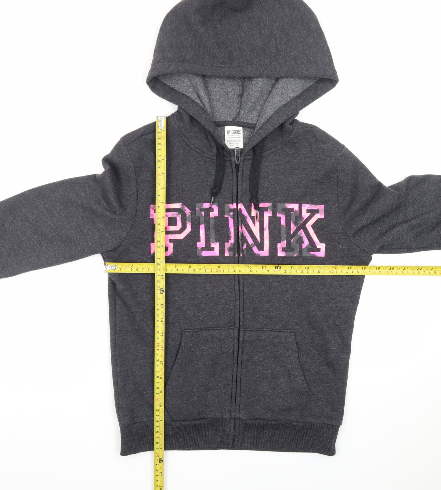 Victoria's Secret PINK Women's Black XS Full Zip Hoodie Sweatshirt