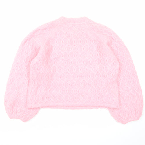 Oliver Bonas Women’s Pink Cable Knit Jumper Size 10 Crew Neck