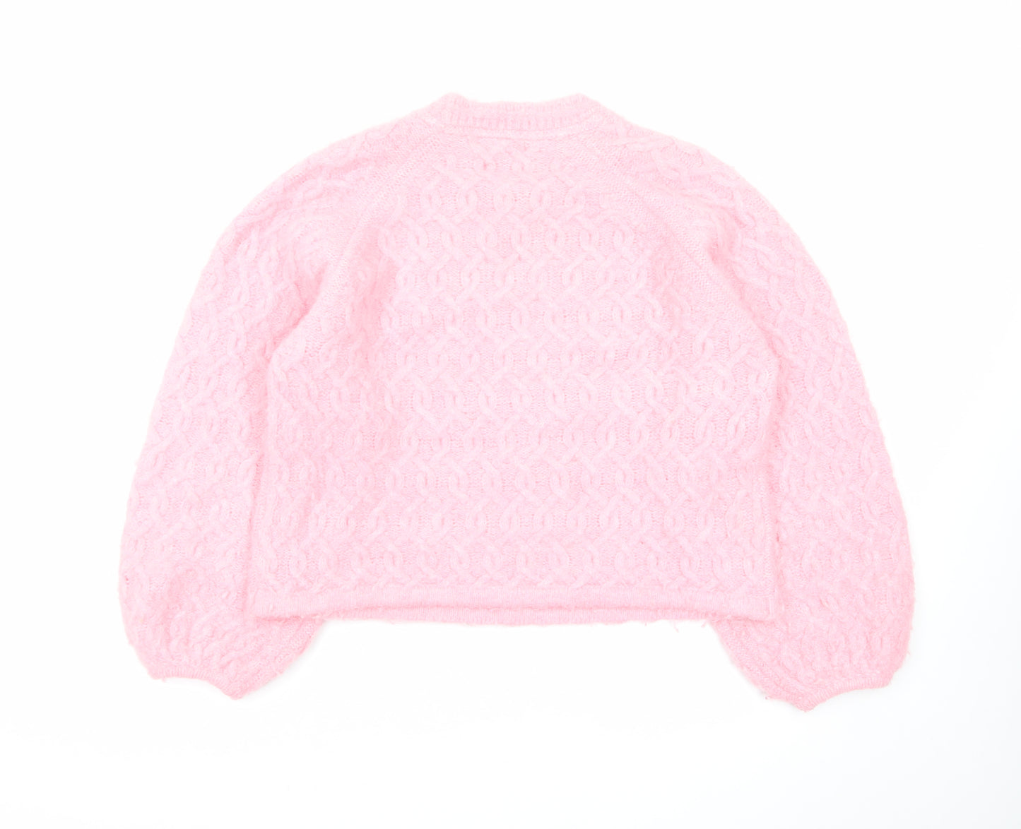 Oliver Bonas Women’s Pink Cable Knit Jumper Size 10 Crew Neck
