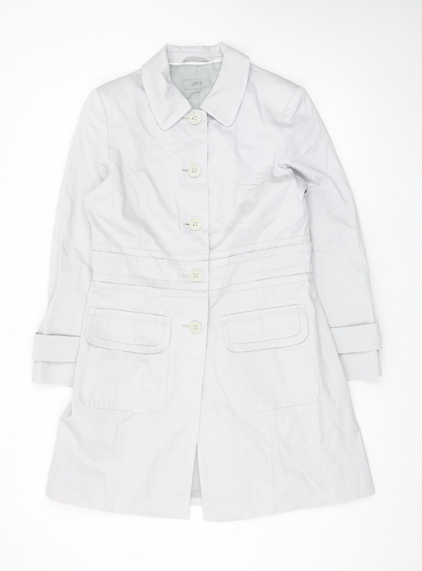 Marks and Spencer Women's White Size 14 Single-Breasted Suit Jacket