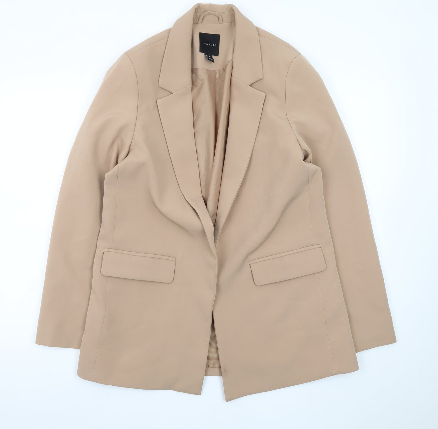 New Look Women Beige Size 12 Regular Fit Single-Breasted Blazer