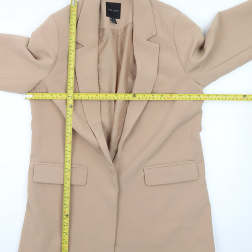 New Look Women Beige Size 12 Regular Fit Single-Breasted Blazer
