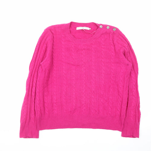 John Lewis Women’s Pink Pure Cashmere Cable Knit Jumper Size 14