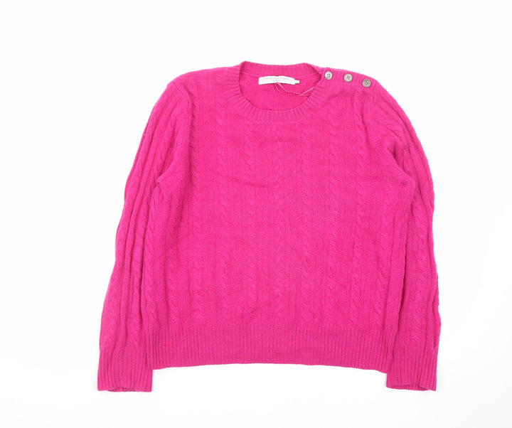 John Lewis Women’s Pink Pure Cashmere Cable Knit Jumper Size 14