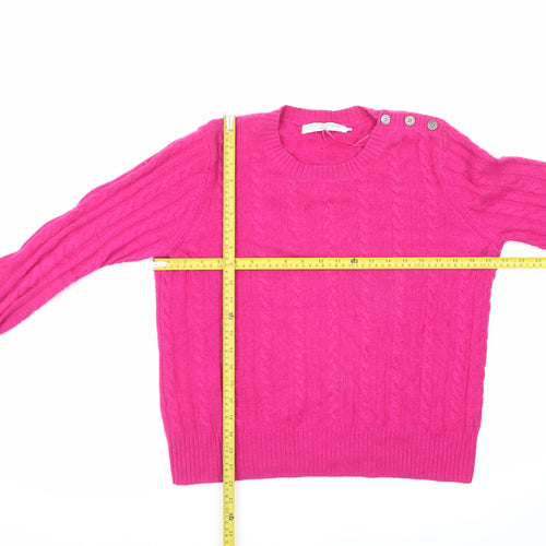 John Lewis Women’s Pink Pure Cashmere Cable Knit Jumper Size 14