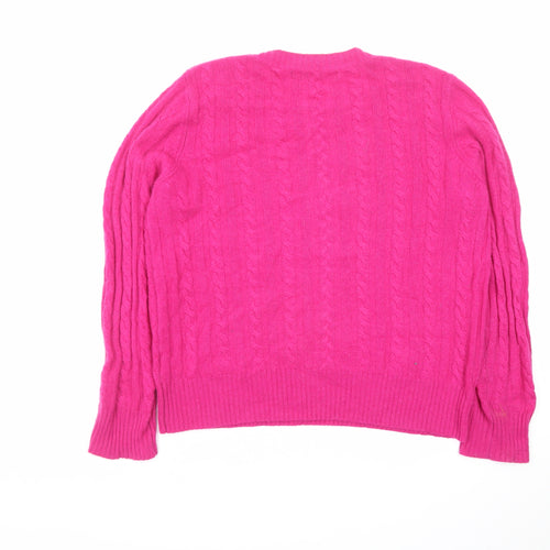 John Lewis Women’s Pink Pure Cashmere Cable Knit Jumper Size 14