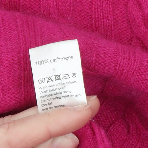 John Lewis Women’s Pink Pure Cashmere Cable Knit Jumper Size 14
