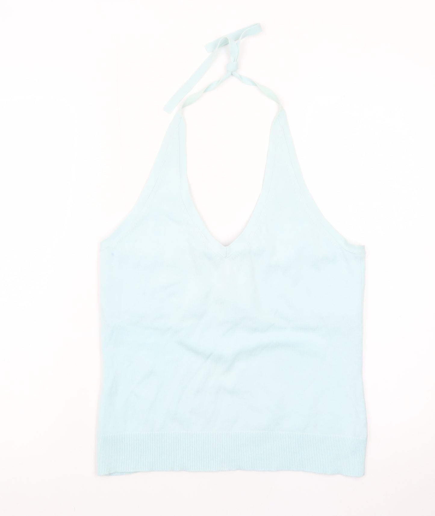 GAP Women Blue Halter Camisole Tank Top L Stretch Cotton