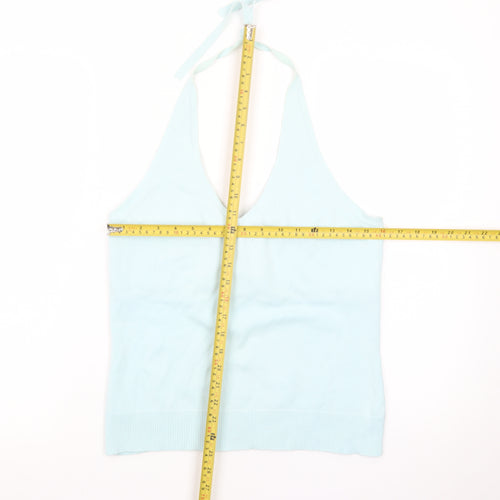 GAP Women Blue Halter Camisole Tank Top L Stretch Cotton