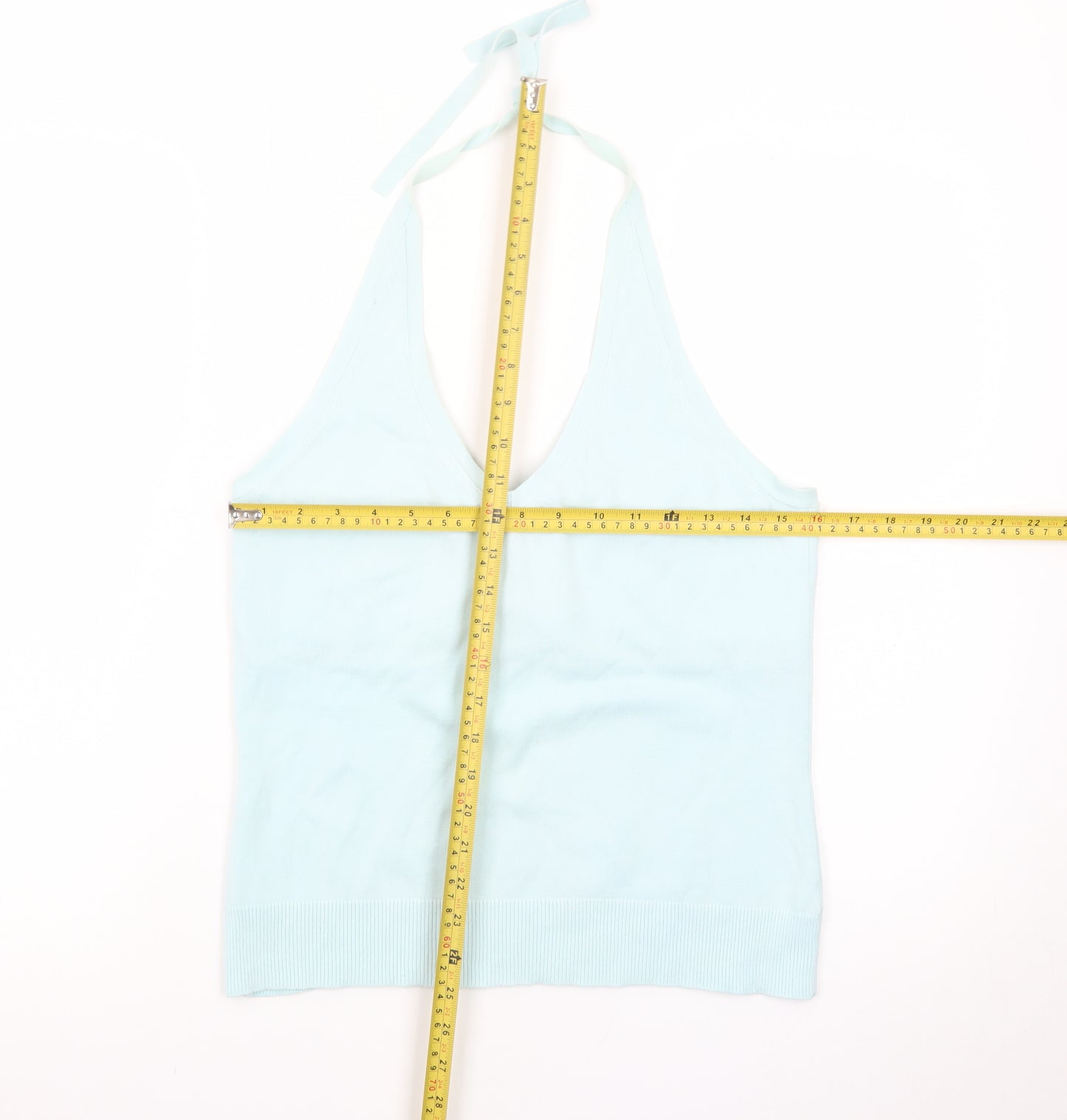 GAP Women Blue Halter Camisole Tank Top L Stretch Cotton