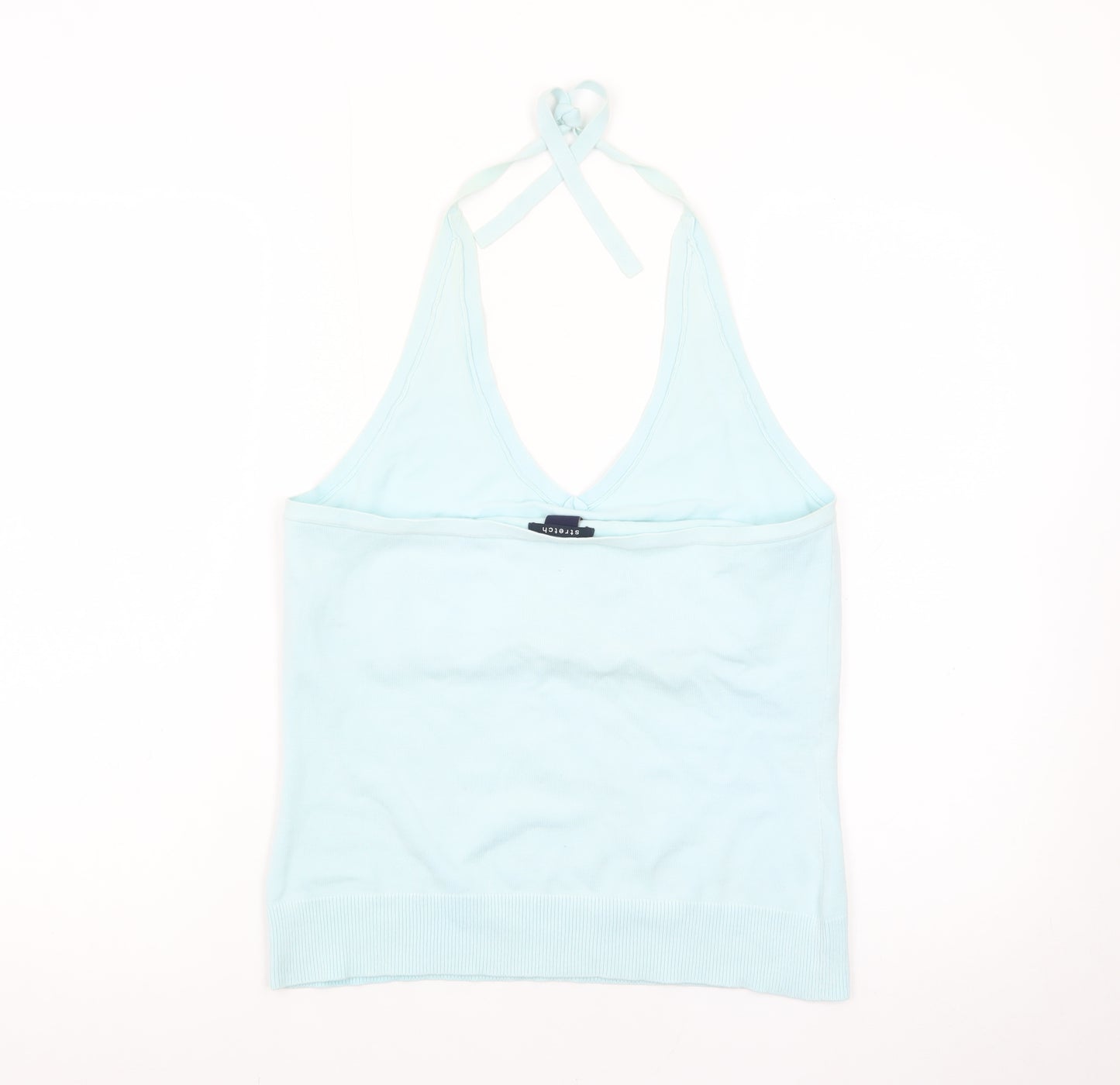 GAP Women Blue Halter Camisole Tank Top L Stretch Cotton