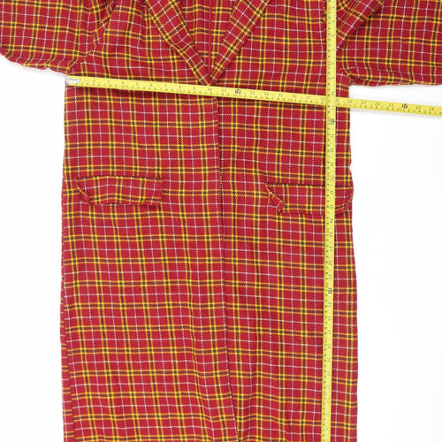 H&M Divided Women's Red Plaid Cotton Coat Size 8 Long Sleeve