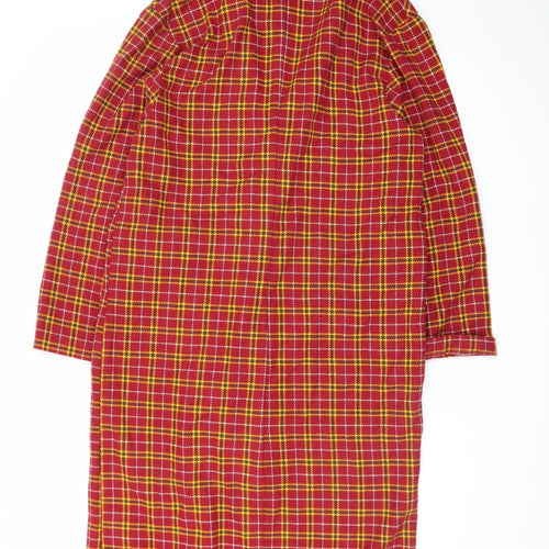 H&M Divided Women's Red Plaid Cotton Coat Size 8 Long Sleeve