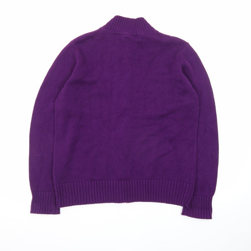 EWM Women’s Purple Full Zip Cotton Knit Jumper Size L 18-20