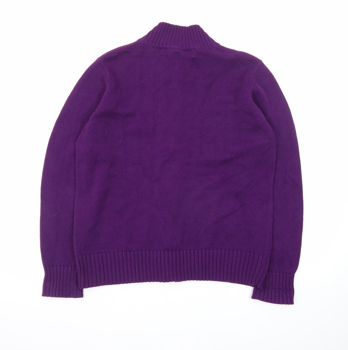 EWM Women’s Purple Full Zip Cotton Knit Jumper Size L 18-20