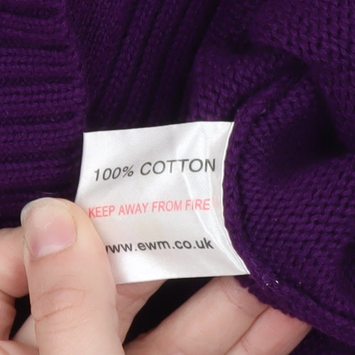 EWM Women’s Purple Full Zip Cotton Knit Jumper Size L 18-20
