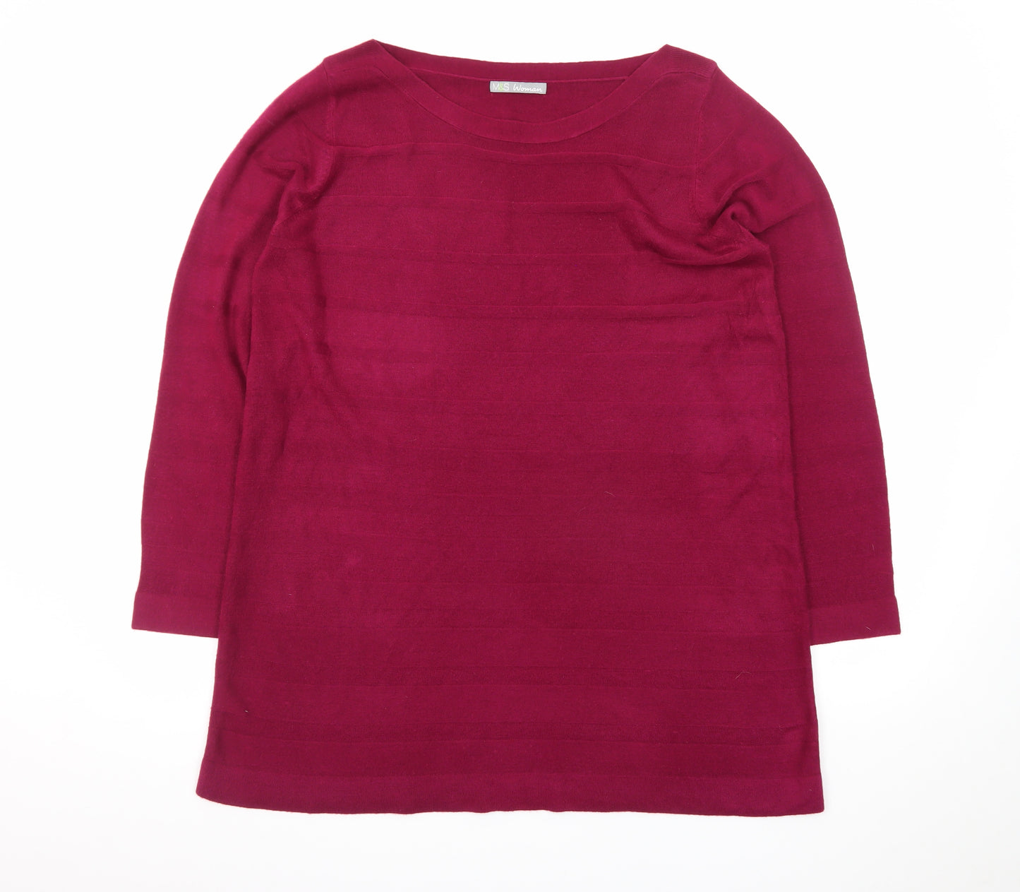 Marks and Spencer Women Dark Raspberry Knit Jumper Dress Size 20